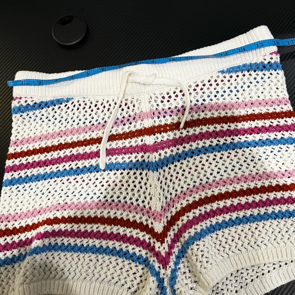 Lspace On the Horizon Striped Crochet Shorts Cream Pink Blue Red Size Medium - Picture 11 of 12